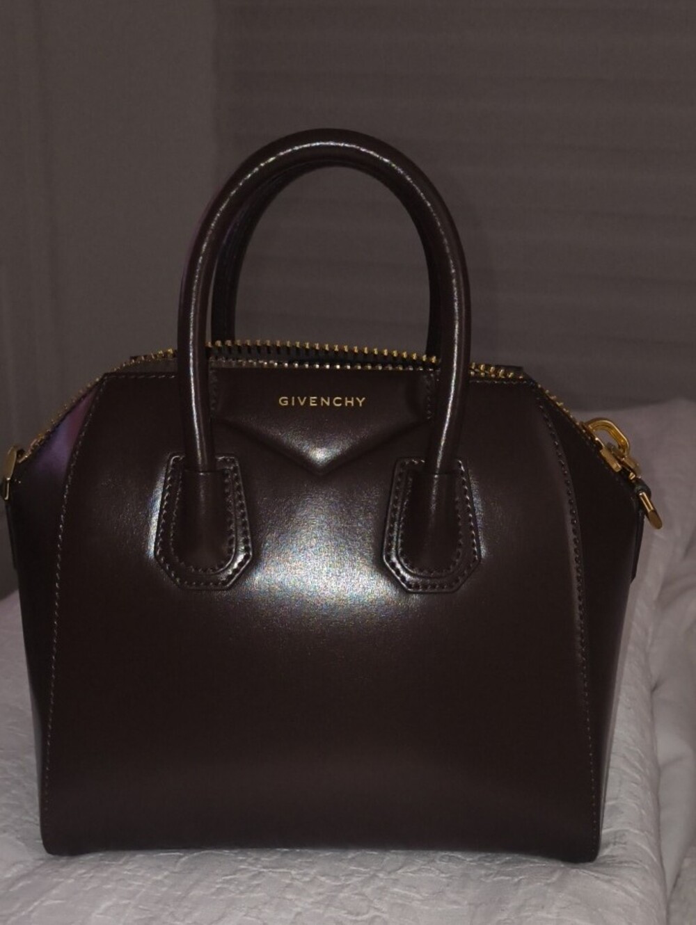 Givenchy Dark Brown Mini Leather Top-Handle Bag - Picture 3 of 9